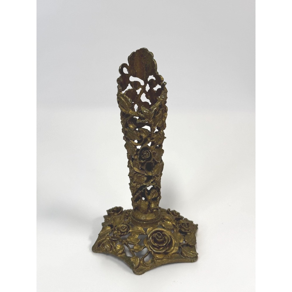 Vintage Matson bud vase: Ornate floral Rose candlestick or pen holder